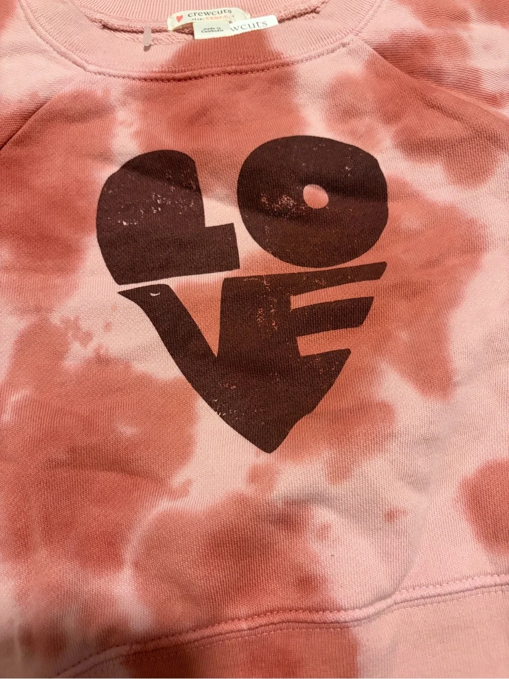 Crewcuts by J CREW | Tie-Dye Pink & Rust LOVE Sweatshirt | KIDS XXS